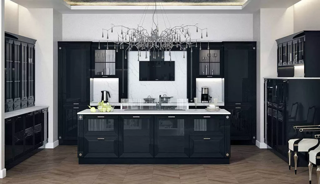Дизайн кухни в черном цвете фото